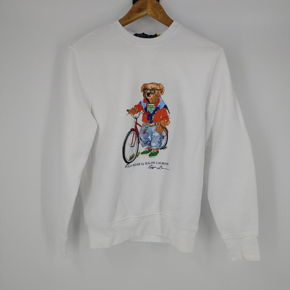 Polo Ralph Lauren Polo Bear Summer Bear Fleece Sweatshirt White NWT S - Picture 3 of 16